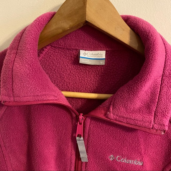 Columbia Jacket Women’s Size Large Pink Fleece Full Zip Jacket Long Sleeve - Picture 6 of 12